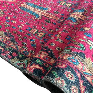 Pink Rug, Handknotted Rug, Blue Rug, Indoor Non-Slip Rug, Bohemian Rug, Chenille Cotton Rug, Polyester Rug, Modern Rug, Washable Rug