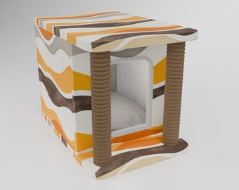 Simple design pet bed, Ligth color cat house, Functional cat bed, Decorative pet house, Chenille cat bed, Trendy furniture, Compact pet bed