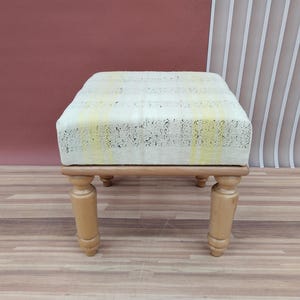 Handmade Ottoman Footstool Bench, Turkish Rug Upholstered Bench, Vintage Rug Ottoman, Make up Stool, Footrest Stool, 18x18x18, RSV 18x18 11