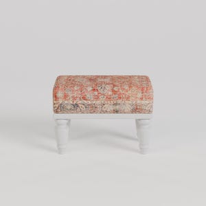 Red print rug stool, Bathroom bench, Footstool for chair, Boho home decor, Cozy footstool, Patio foot rest, Shoe rack, 9x18x14" RSB 9x18 57