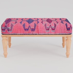 Pink makeup chair, Chic outdoor bench, Ottoman vanity stool, Handmade bench, Decorative pouf, Scandinavian stool, Bedroom soft bench, RSB 99