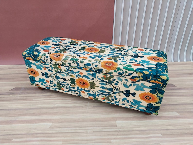 Handmade storage bench, Upholstered trunk, Bedroom storage, Living room organizer, Entry shoe bench, Sitting storage, RS 01