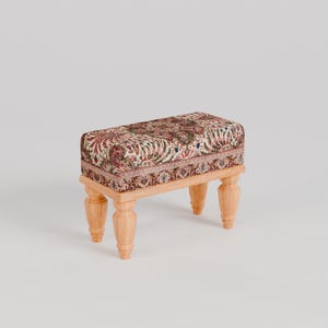 Tribal patterns stool, Floral print rug bench, Ottoman pouf, Oriental foot rest, Footstool for couch, Shoe rack, 9x18x14, RSB 9x18 755-00