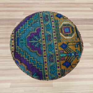 Pouf stool, Vintage rug stool, Tripod stool, Upholstered bench, Vanity table stool, Shoe stool, Ottoman for bedroom, Bathroom stool, RSY 12