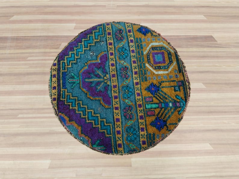 Pouf stool, Vintage rug stool, Tripod stool, Upholstered bench, Vanity table stool, Shoe stool, Ottoman for bedroom, Bathroom stool, RSY 12