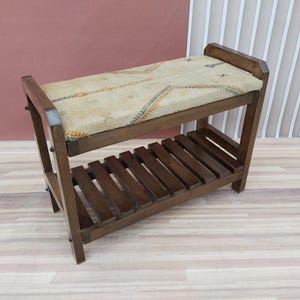 Vintage shoe bench, Rustic organizer, Ottoman with shelf, Entryway storage, Mudroom decor, Footwear bench, Handmade stool, RS Stepstool 64