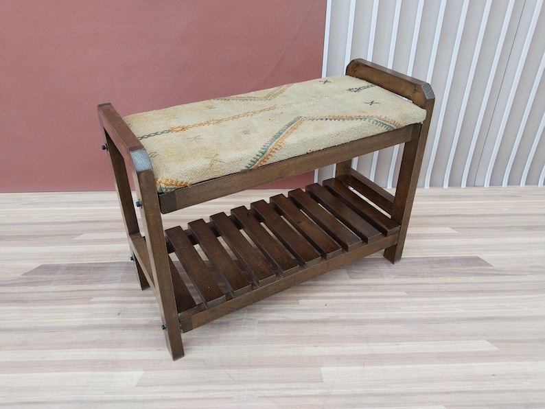 Vintage shoe bench, Rustic organizer, Ottoman with shelf, Entryway storage, Mudroom decor, Footwear bench, Handmade stool, RS Stepstool 64