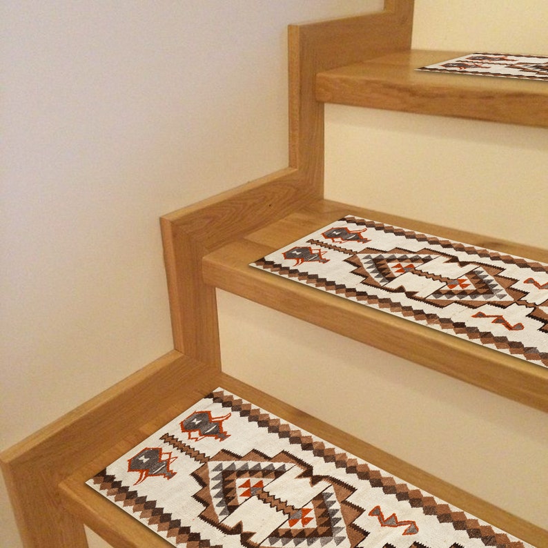 oushak runner rug, non slip stair rug, easy to clean rug, stepping mat set, ethnic rug, herki rug print, stairway rug, home decor rug