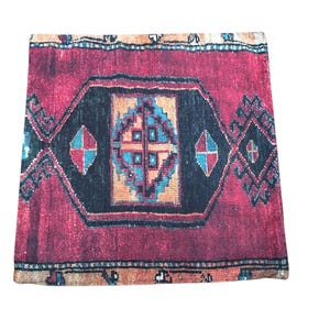 oushak pillow cover, tribal pillow, primitive pillow, printed on fabric, anatolian pillow, red cushion, kilim pattern pillow, RS 959-0