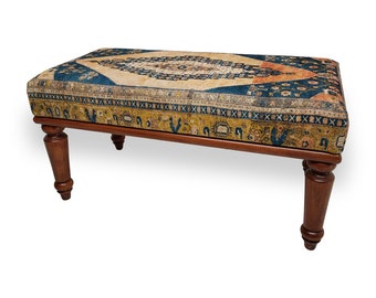 Banc fait main, pouf, banc pour repose-pieds, assise moelleuse, canapé d'entrée, tabouret de maquillage, banc de piano, banc de couloir, banc kilim, RSB 02-01