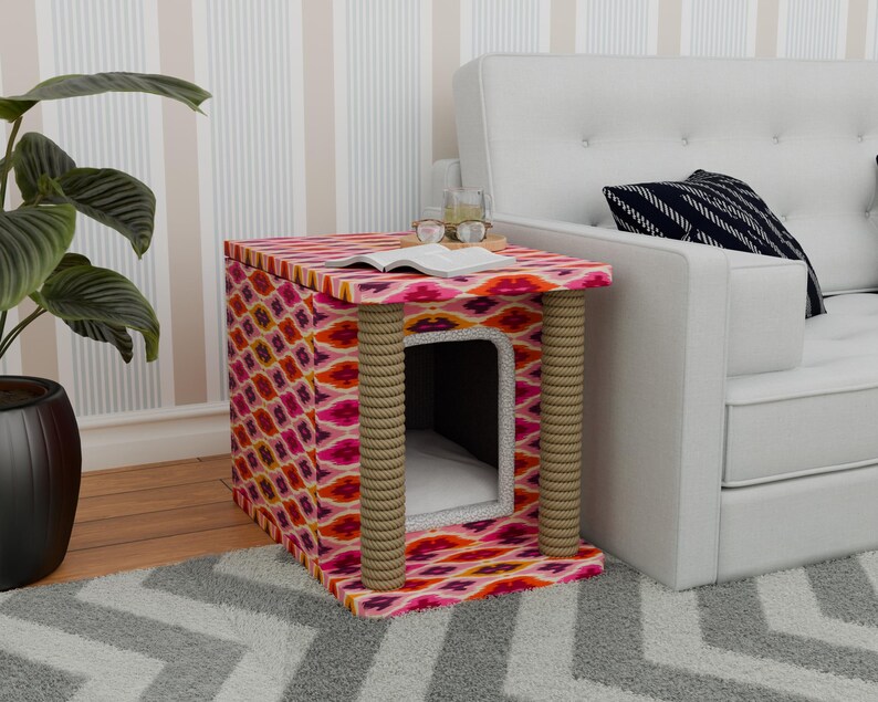 Pinky cat house, Cute design pet bed, Useful cat house, Upholstered pet house, Cat pillow, Cushioned cat house, Pet friendly material