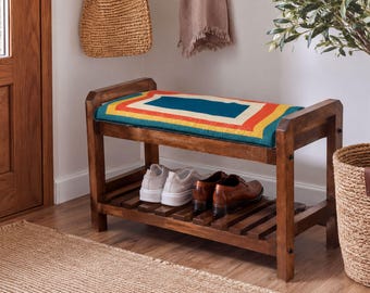 Navy Bauhaus Frame Shoe Rack Bench | Living Room Storage