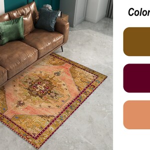 Entry Rug, Hallway Rug, Modern Non-Slip Rug, Oushak Rug, Chenille Cotton Rug, Bathroom Rug, Kitchen Rug, Machine Washable, Traditional Rug