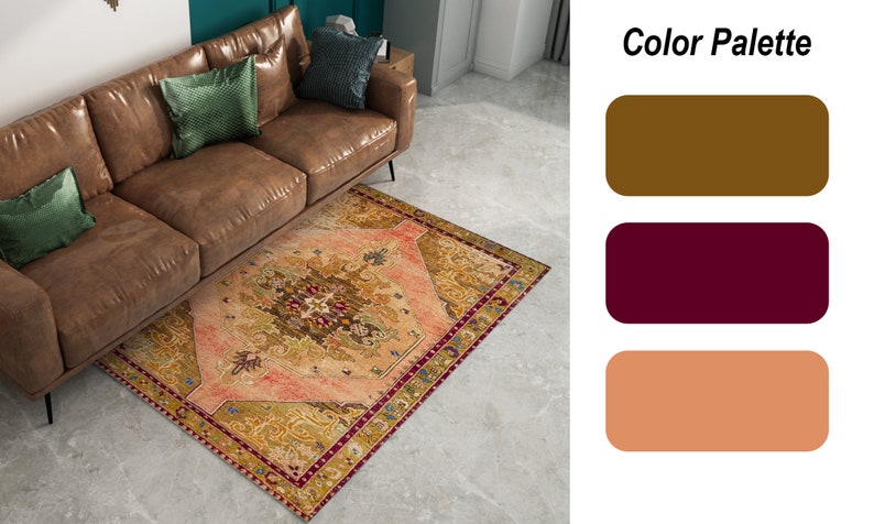 Entry Rug, Hallway Rug, Modern Non-Slip Rug, Oushak Rug, Chenille Cotton Rug, Bathroom Rug, Kitchen Rug, Machine Washable, Traditional Rug