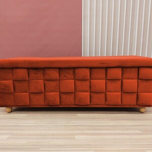 Rust orange trunk, Bedside commode, Siting storage, Textured upholstery, Stylish storage, Nomadic furniture, Room organizer, RS 3D fabric 04
