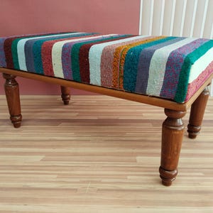 woven bench, telephone bench, keyboard bench, vintage kilim bench, handmade bench, shoe bench, classic bench, boho bench, 18x18x36, RSV 56