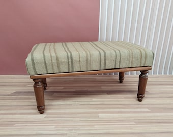 panca per tavolo da pranzo, panca a righe, panca per ingresso, panca per yoga, panca per angolo lettura, panca fatta a mano, panca con tappeto kilim, 18x18x36, RSV 60