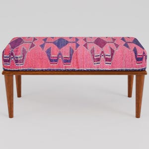 Pink makeup chair, Chic outdoor bench, Ottoman vanity stool, Handmade bench, Decorative pouf, Scandinavian stool, Bedroom soft bench, RSB 99