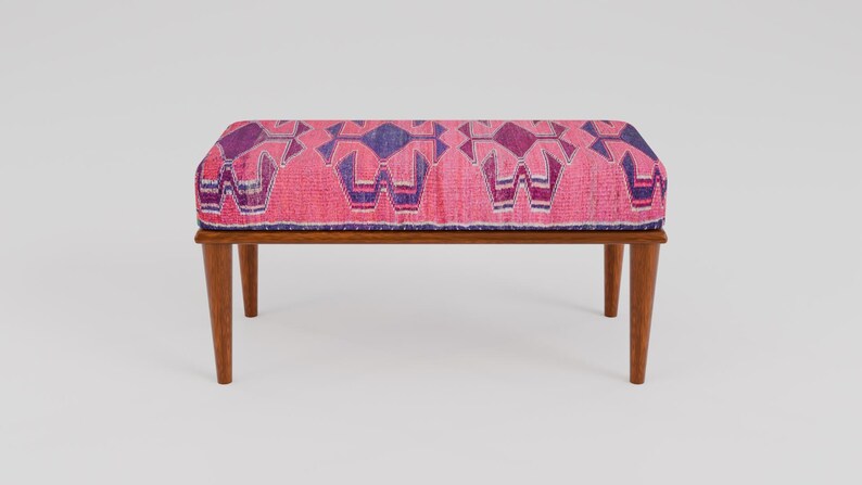 Pink makeup chair, Chic outdoor bench, Ottoman vanity stool, Handmade bench, Decorative pouf, Scandinavian stool, Bedroom soft bench, RSB 99