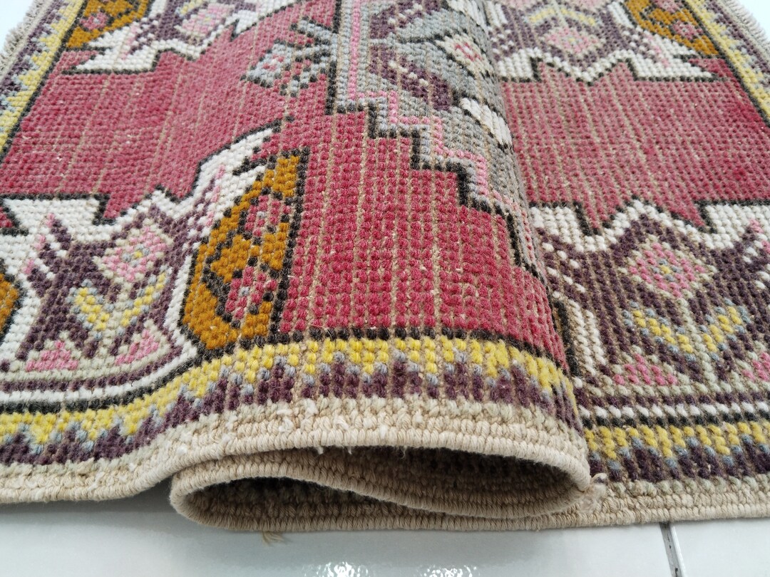 Tinx Living Room Rug Tiny Turkish Rug, Red Vintage Rug, Handmade Wool Rug, Low Pile Rug ...