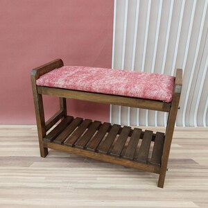 Shoe shelf bench, Boot organizer bench, Shoe rack unit, Padded bench, Turkish rug bench, Mudroom bench, Front door entrance, RS Stepstool 34
