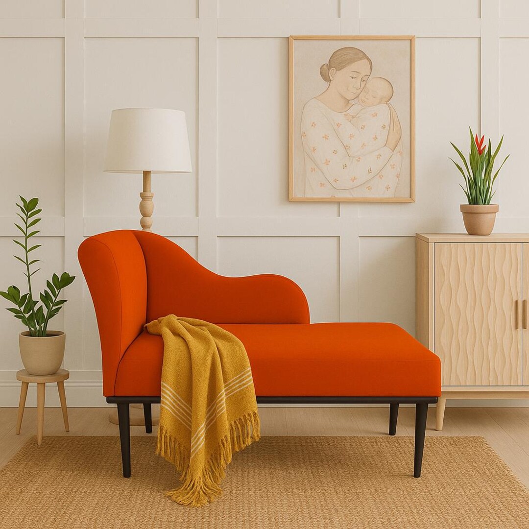 Handmade Sofa, Window Front Seat, Rust Orange Lounge, Unique Furniture ...