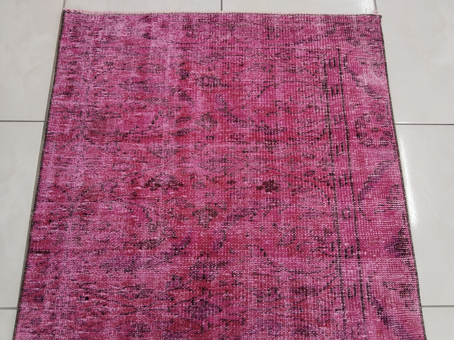 Hot Pink Rug, Soft Wool Rug, Vintage Rug, Ikat Rug, Handmade Rug, Over ...