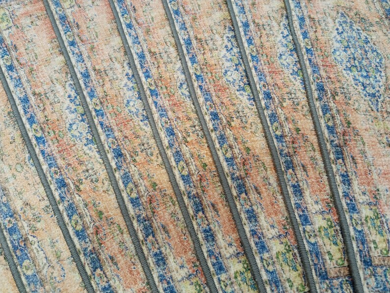 bohem stair tread rug runner, handmade runner rug, stair rug mat, decorative runner rug, oushak runner rug, non-slip rug runner mat, RS 15-1