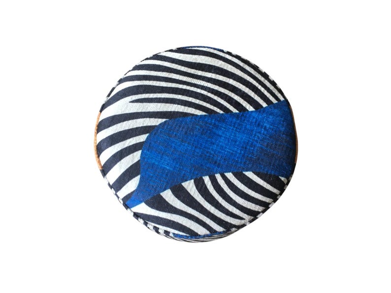 Vibrant color pouf, Zebra design bench, Corner footstool, Luxury furniture, Ottoman piano seat, Utility footrest, Poufy bed bench, RS 200