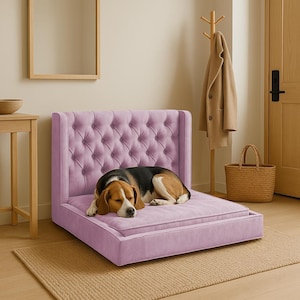 Lilac Dog Couch, Spring Theme Bed, Elegant Dog Bed, Soft Pet Sofa, Handmade Dog Couch, Designer Pet Furniture, Cozy Dog Lounger, Unique Gift