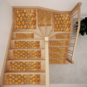 rug stair mat, washable rug, stair treads mat, bohemian rug, easy to clean rug, runner rug, non slip rug, anti-slip stair rug, RS 663