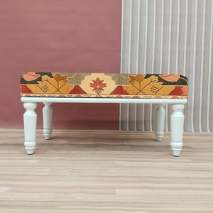 Fall color bench, Flower print bench, Nomadic bench, Piano chair, Ottoman mid table, Artistic bench, Hallway shoe bench, Chic decor, RSB 255