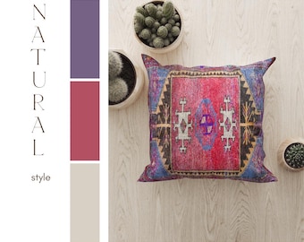 armchair pillow, farmhouse pillow, rug design pillow, traditional pillow, throw pink pillow, sofa pillow, bedroom bolster pillow, RS 04-01
