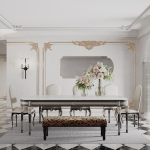 Unique home decor, Baroque furniture, Modern shoe bench, Saloon side table, End of bed bench, Ottoman piano bench, Regular footrest, RSB 393