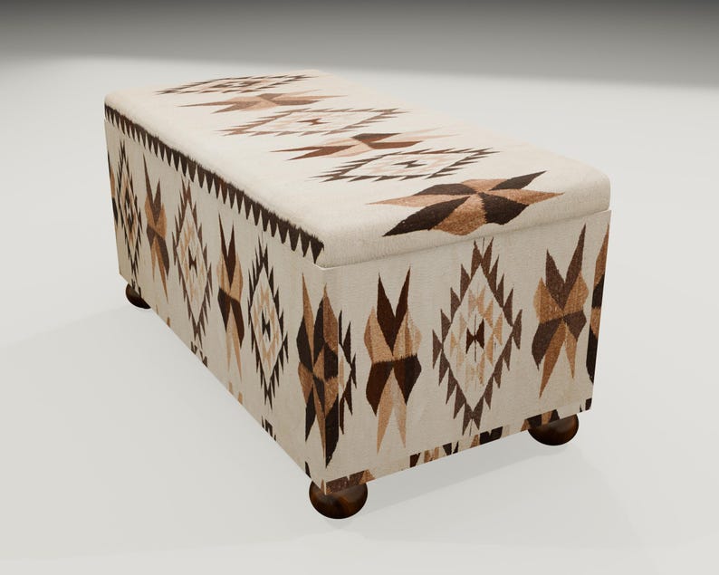 Oriental design bench, Art deco bench, Family room bench, Neutral bench, Ottoman seat, Abstract bench, Storage organizer, Shoe bench, RS-89
