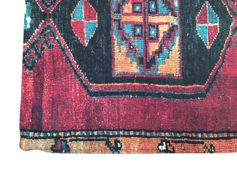 oushak pillow cover, tribal pillow, primitive pillow, printed on fabric, anatolian pillow, red cushion, kilim pattern pillow, RS 959-0