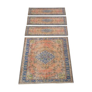 bohem stair tread rug runner, handmade runner rug, stair rug mat, decorative runner rug, oushak runner rug, non-slip rug runner mat, RS 15-1