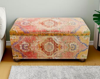 Colorful storage, Soft touch bench, Ottoman organizer, Classic furniture, Modern shoe bench, Bedroom pouf, High end furniture, RS 06-01