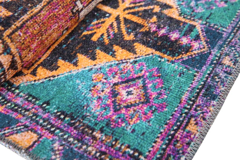 Ethnic Rug, Turkish Cotton Rug, Gothic Rug, Chenille Cotton Rug, Bathroom Rug, Long Size Rug, Non-Slip, Machine Washable, Traditional Rug