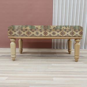 Yellow vintage bench, Industrial bench, Eclectic bench, Foyer hall bench, Rustic mid table, Durable seating, Strong shoe bench, RSB 275