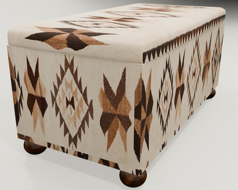 Oriental design bench, Art deco bench, Family room bench, Neutral bench, Ottoman seat, Abstract bench, Storage organizer, Shoe bench, RS-89