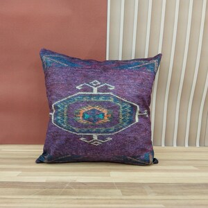 boho pillow cover, fabric cushion, couch pillow, purple pillow, decorative pillow, toss pillow, washable pillow, farmhouse pillow, RS 83