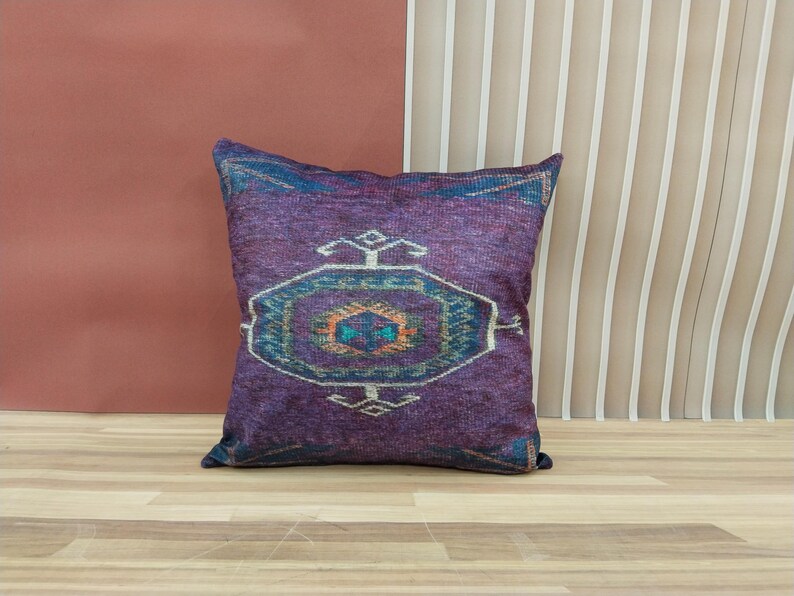 boho pillow cover, fabric cushion, couch pillow, purple pillow, decorative pillow, toss pillow, washable pillow, farmhouse pillow, RS 83