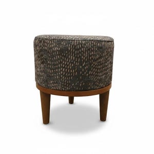 Gothic footstool, Handmade pouf stool, Modern hallway seat, Round shoe bench, Designer furniture, Solid wood chair, Bath organizer, RS 479