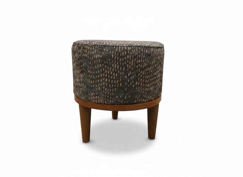 Gothic footstool, Handmade pouf stool, Modern hallway seat, Round shoe bench, Designer furniture, Solid wood chair, Bath organizer, RS 479