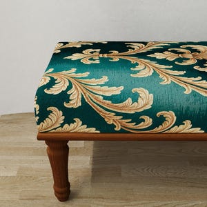 Emerald green pouf, Palace style bench, Luxury decor, Boho kitchen chair, Baroque shoe bench, Pet friendly stool, Ottoman end table, RSB 389