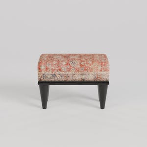 Red print rug stool, Bathroom bench, Footstool for chair, Boho home decor, Cozy footstool, Patio foot rest, Shoe rack, 9x18x14" RSB 9x18 57