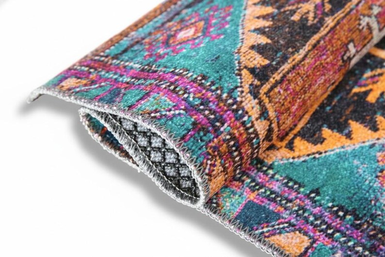 Ethnic Rug, Turkish Cotton Rug, Gothic Rug, Chenille Cotton Rug, Bathroom Rug, Long Size Rug, Non-Slip, Machine Washable, Traditional Rug