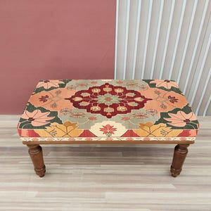 Fall color bench, Flower print bench, Nomadic bench, Piano chair, Ottoman mid table, Artistic bench, Hallway shoe bench, Chic decor, RSB 255