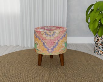Footstool bench, Sitting bench, Accent bench, Boho chic bench, Shoe storage, Bedroom footstool, Puff ottoman, Boho home decor, RS 06-02